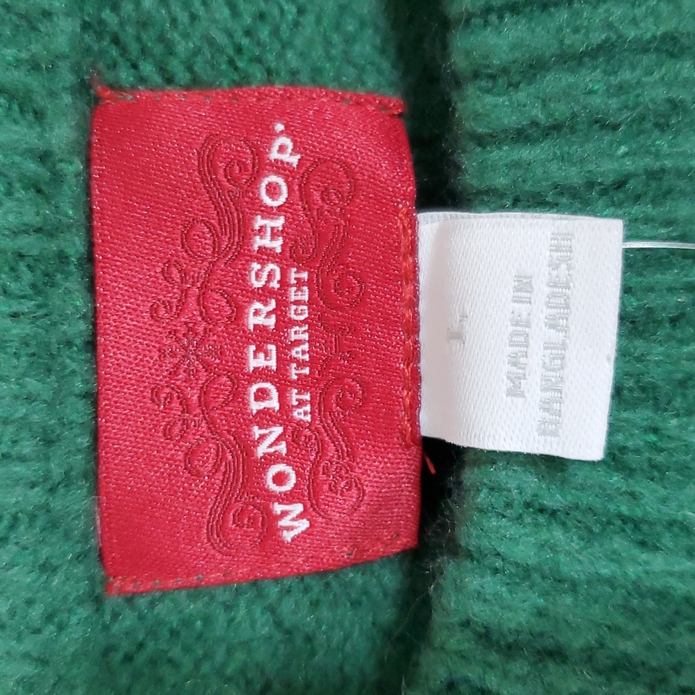 Wondershop Woman's Long Sleeve Dalmatian Sweater ~ Green - Picture 5 of 11